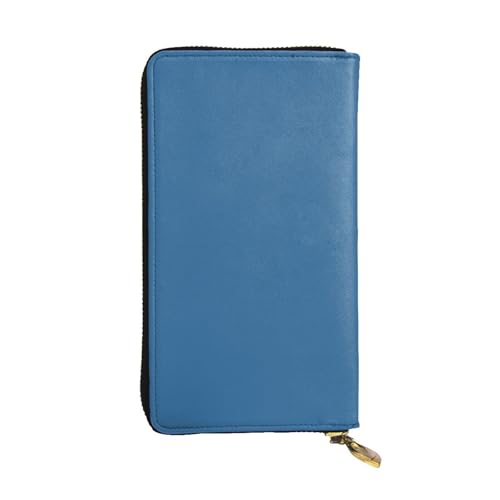 FZQVSLCM Marineblaue Ledergeldbörse für Damen, lange Münzbörse, ultradünn, Kreditkartenhalter, doppelt gefaltete Clutch von FZQVSLCM
