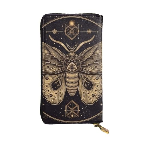 FZQVSLCM Moth Leather Wallet for Women Long Coin Purse Ultra Slim Credit Card Holder Bifold Clutch von FZQVSLCM