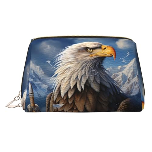 FZQVSLCM Reise-Make-up-Tasche, wasserdichte Make-up-Tasche für Geldbörse, Leder-Kulturbeutel für Damen, Kosmetiktasche, Organizer, Adler, Make-up-Tasche mit Reißverschluss, Make-up-Taschen für Reisen von FZQVSLCM