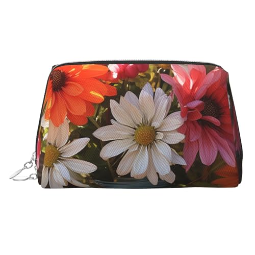 FZQVSLCM Reise-Make-up-Tasche, wasserdichte Make-up-Tasche für Geldbörse, Leder-Kulturbeutel für Damen, Kosmetiktasche, Organizer, Bauernhof, frische Blumen, Frühlings-Make-up-Tasche mit von FZQVSLCM