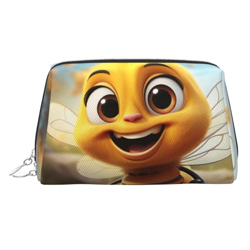 FZQVSLCM Reise-Make-up-Tasche, wasserdichte Make-up-Tasche für Geldbörse, Leder-Kulturbeutel für Damen, Kosmetiktasche, Organizer, Biene, Make-up-Tasche mit Reißverschluss, Make-up-Taschen für Reisen von FZQVSLCM