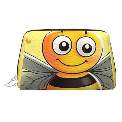 FZQVSLCM Reise-Make-up-Tasche, wasserdichte Make-up-Tasche für Geldbörse, Leder-Kulturbeutel für Damen, Kosmetiktasche, Organizer, Biene, quadratisch, Make-up-Tasche mit Reißverschluss von FZQVSLCM