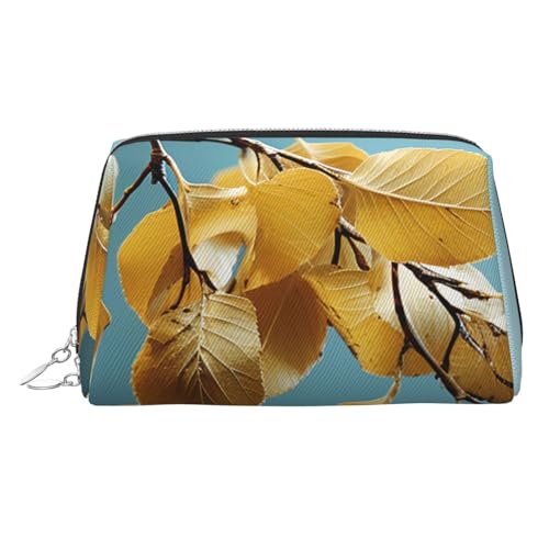 FZQVSLCM Reise-Make-up-Tasche, wasserdichte Make-up-Tasche für Geldbörse, Leder-Kulturbeutel für Damen, Kosmetiktasche, Organizer, Birkenblätter, Make-up-Tasche mit Reißverschluss, Make-up-Tasche für von FZQVSLCM