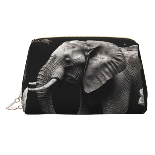FZQVSLCM Reise-Make-up-Tasche, wasserdichte Make-up-Tasche für Geldbörse, Leder-Kulturbeutel für Damen, Kosmetiktasche, Organizer, Elefant und Schmetterling, Make-up-Tasche mit Reißverschluss von FZQVSLCM