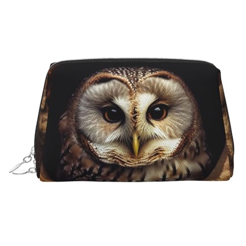 FZQVSLCM Reise-Make-up-Tasche, wasserdichte Make-up-Tasche für Geldbörse, Leder-Kulturbeutel für Damen, Kosmetiktasche, Organizer, Eule, Baumloch, Make-up-Tasche mit Reißverschluss, Make-up-Tasche für von FZQVSLCM
