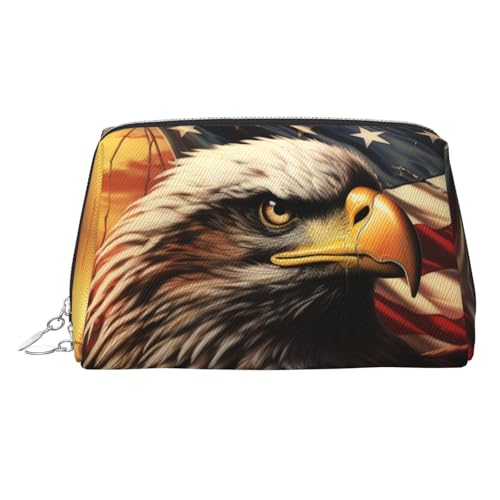FZQVSLCM Reise-Make-up-Tasche, wasserdichte Make-up-Tasche für Geldbörse, Leder-Kulturbeutel für Damen, Kosmetiktasche, Organizer, Flagge und Adler, Make-up-Tasche mit Reißverschluss, Make-up-Taschen von FZQVSLCM
