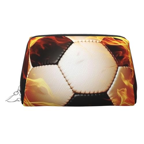 FZQVSLCM Reise-Make-up-Tasche, wasserdichte Make-up-Tasche für Geldbörse, Leder-Kulturbeutel für Damen, Kosmetiktasche, Organizer, Fußball-Make-up-Tasche mit Reißverschluss, Make-up-Tasche für Reisen von FZQVSLCM