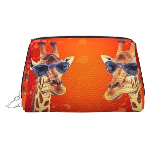 FZQVSLCM Reise-Make-up-Tasche, wasserdichte Make-up-Tasche für Geldbörse, Leder-Kulturbeutel für Damen, Kosmetiktasche, Organizer, Giraffe, mit Sonnenbrille, Make-up-Tasche mit Reißverschluss FZQVSLCM Reise-Make-up-Tasche, wasserdichte Make-up-Tasche für Geldbörse, Leder-Kulturbeutel für Damen, Kosmetiktasche, Organizer, Giraffe, mit Sonnenbrille, Make-up-Tasche mit Reißverschluss von FZQVSLCM