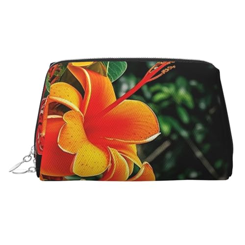 FZQVSLCM Reise-Make-up-Tasche, wasserdichte Make-up-Tasche für Geldbörse, Leder-Kulturbeutel für Damen, Kosmetiktasche, Organizer, Hawaii-Blumen, Make-up-Tasche mit Reißverschluss, Make-up-Tasche für von FZQVSLCM