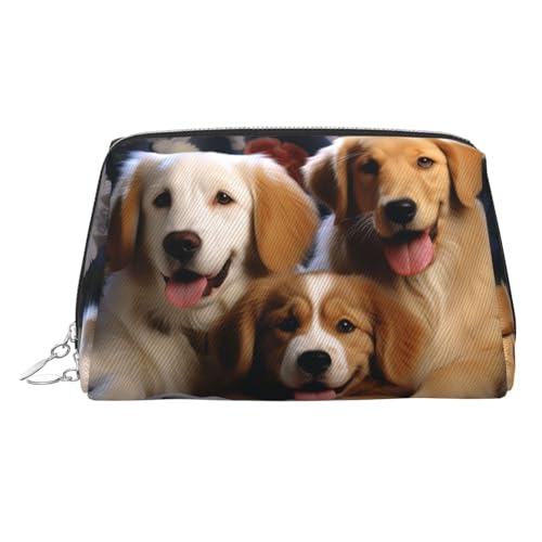 FZQVSLCM Reise-Make-up-Tasche, wasserdichte Make-up-Tasche für Geldbörse, Leder-Kulturbeutel für Damen, Kosmetiktasche, Organizer, Hundekörbe und Hunde, Make-up-Tasche mit Reißverschluss von FZQVSLCM
