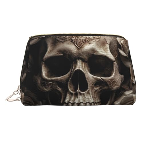 FZQVSLCM Reise-Make-up-Tasche, wasserdichte Make-up-Tasche für Geldbörse, Leder-Kulturbeutel für Damen, Kosmetiktasche, Organizer, Leder, Totenkopf-Make-up-Tasche mit Reißverschluss, Make-up-Tasche von FZQVSLCM