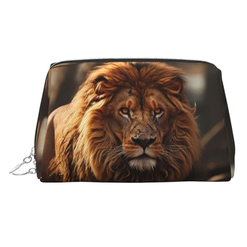 FZQVSLCM Reise-Make-up-Tasche, wasserdichte Make-up-Tasche für Geldbörse, Leder-Kulturbeutel für Damen, Kosmetiktasche, Organizer, Löwenbild, Make-up-Tasche mit Reißverschluss, Make-up-Tasche für von FZQVSLCM