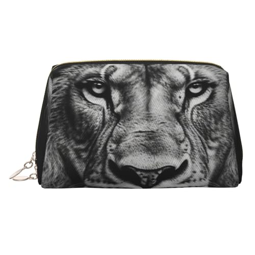 FZQVSLCM Reise-Make-up-Tasche, wasserdichte Make-up-Tasche für Geldbörse, Leder-Kulturbeutel für Damen, Kosmetiktasche, Organizer, Löwenkopf-Make-up-Tasche mit Reißverschluss, Make-up-Tasche für von FZQVSLCM