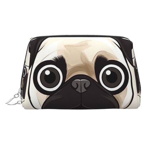 FZQVSLCM Reise-Make-up-Tasche, wasserdichte Make-up-Tasche für Geldbörse, Leder-Kulturbeutel für Damen, Kosmetiktasche, Organizer, Mops, Make-up-Tasche mit Reißverschluss, Make-up-Taschen für Reisen von FZQVSLCM