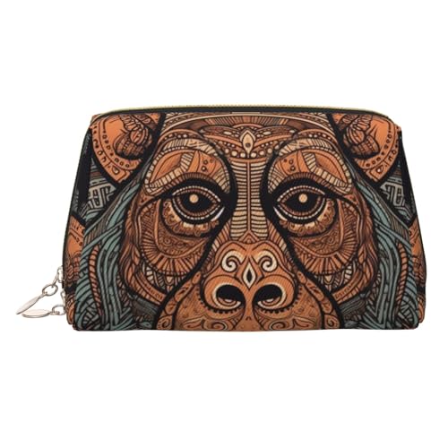 FZQVSLCM Reise-Make-up-Tasche, wasserdichte Make-up-Tasche für Geldbörse, Leder-Kulturbeutel für Damen, Kosmetiktasche, Organizer, Orang-Utan-Stammes-Muster, Make-up-Tasche mit Reißverschluss von FZQVSLCM