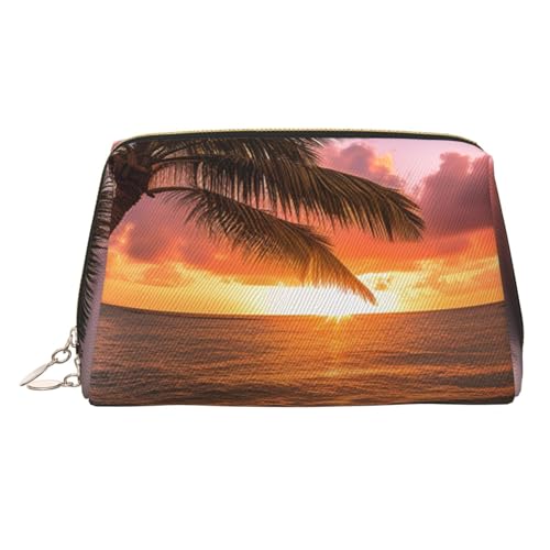 FZQVSLCM Reise-Make-up-Tasche, wasserdichte Make-up-Tasche für Geldbörse, Leder-Kulturbeutel für Damen, Kosmetiktasche, Organizer, Palme, Sonnenuntergang, Strand, Make-up-Tasche mit Reißverschluss FZQVSLCM Reise-Make-up-Tasche, wasserdichte Make-up-Tasche für Geldbörse, Leder-Kulturbeutel für Damen, Kosmetiktasche, Organizer, Palme, Sonnenuntergang, Strand, Make-up-Tasche mit Reißverschluss von FZQVSLCM