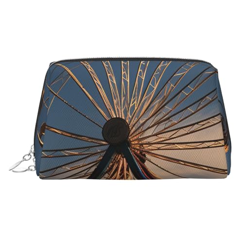 FZQVSLCM Reise-Make-up-Tasche, wasserdichte Make-up-Tasche für Geldbörse, Leder-Kulturbeutel für Damen, Kosmetiktasche, Organizer, Riesenrad, Make-up-Tasche mit Reißverschluss, Make-up-Taschen für von FZQVSLCM