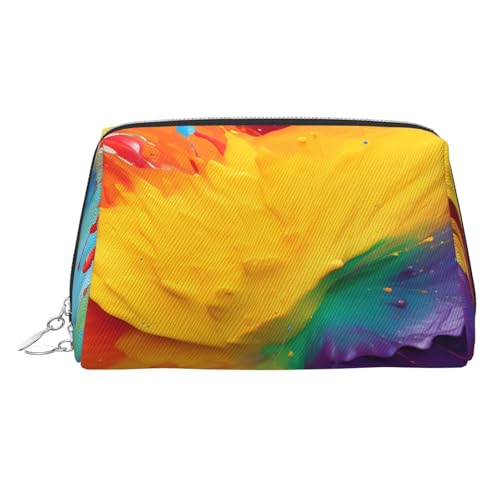FZQVSLCM Reise-Make-up-Tasche, wasserdichte Make-up-Tasche für Geldbörse, Leder-Kulturbeutel für Damen, Kosmetiktasche, Organizer, bunte Farbspritzer, Kunst, Make-up-Tasche mit Reißverschluss von FZQVSLCM