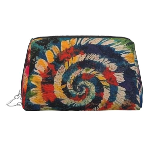 FZQVSLCM Reise-Make-up-Tasche, wasserdichte Make-up-Tasche für Geldbörse, Leder-Kulturbeutel für Damen, Kosmetiktasche, Organizer, bunte Spiral-Batik-Make-up-Tasche mit Reißverschluss, Make-up-Tasche von FZQVSLCM