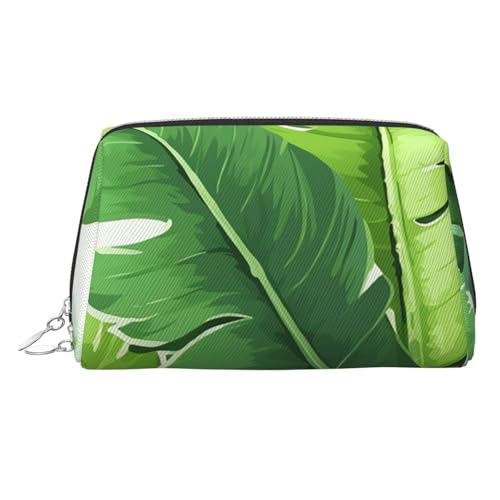FZQVSLCM Reise-Make-up-Tasche, wasserdichte Make-up-Tasche für Geldbörse, Leder-Kulturbeutel für Damen, Kosmetiktasche, Organizer, niedliche Bananenblätter, Make-up-Tasche mit Reißverschluss von FZQVSLCM