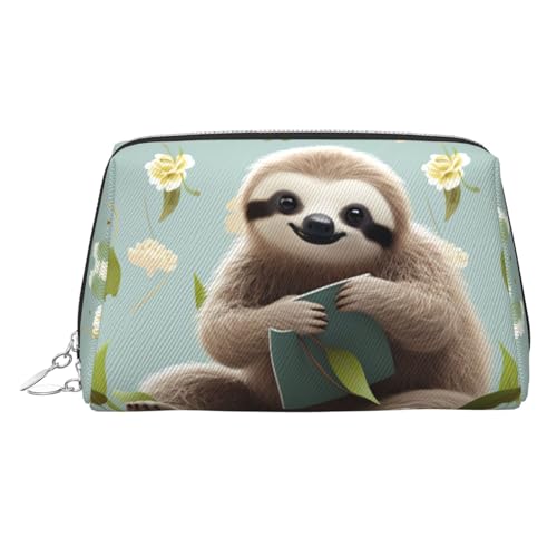 FZQVSLCM Reise-Make-up-Tasche, wasserdichte Make-up-Tasche für Geldbörse, Leder-Kulturbeutel für Damen, Kosmetiktasche, Organizer, niedliche Faultiere, Make-up-Tasche mit Reißverschluss von FZQVSLCM