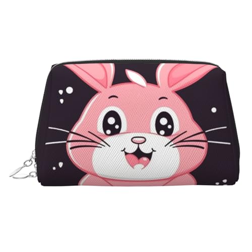FZQVSLCM Reise-Make-up-Tasche, wasserdichte Make-up-Tasche für Geldbörse, Leder-Kulturbeutel für Damen, Kosmetiktasche, Organizer, niedliches Cartoon-Kaninchen, Make-up-Tasche mit Reißverschluss von FZQVSLCM