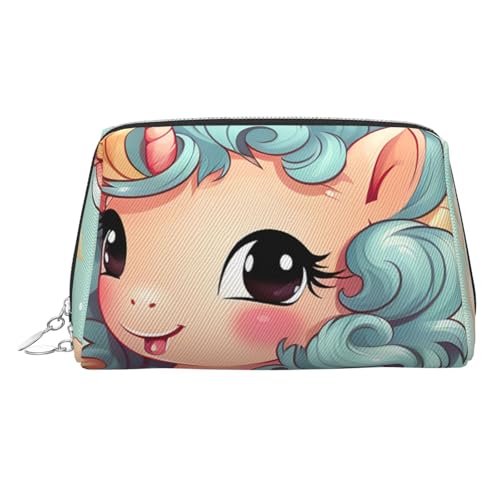 FZQVSLCM Reise-Make-up-Tasche, wasserdichte Make-up-Tasche für Geldbörse, Leder-Kulturbeutel für Damen, Kosmetiktasche, Organizer, niedliches Tier, Regenbogen-Make-up-Tasche mit Reißverschluss von FZQVSLCM
