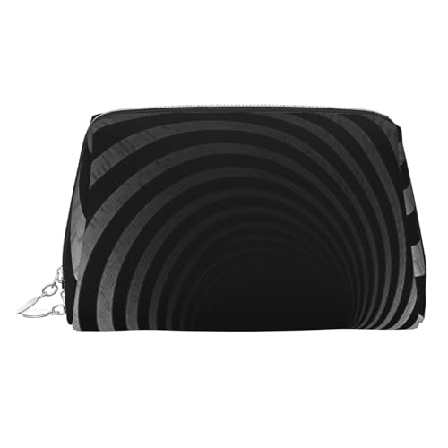 FZQVSLCM Reise-Make-up-Tasche, wasserdichte Make-up-Tasche für Geldbörse, Leder-Kulturbeutel für Damen, Kosmetiktasche, Organizer, schwarz und weiß, Spiral-Tunnel, Make-up-Tasche mit Reißverschluss von FZQVSLCM