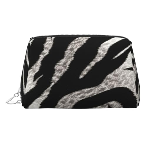 FZQVSLCM Reise-Make-up-Tasche, wasserdichte Make-up-Tasche für Geldbörse, Leder-Kulturbeutel für Damen, Kosmetiktasche, Organizer, schwarz-weiß, Zebramuster, Make-up-Tasche mit Reißverschluss von FZQVSLCM