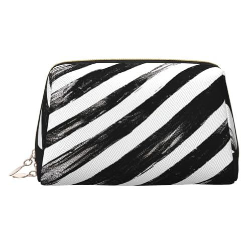 FZQVSLCM Reise-Make-up-Tasche, wasserdichte Make-up-Tasche für Geldbörse, Leder-Kulturbeutel für Damen, Kosmetiktasche, Organizer, schwarz-weiß gestreiftes Herz, Make-up-Tasche mit Reißverschluss FZQVSLCM Reise-Make-up-Tasche, wasserdichte Make-up-Tasche für Geldbörse, Leder-Kulturbeutel für Damen, Kosmetiktasche, Organizer, schwarz-weiß gestreiftes Herz, Make-up-Tasche mit Reißverschluss von FZQVSLCM