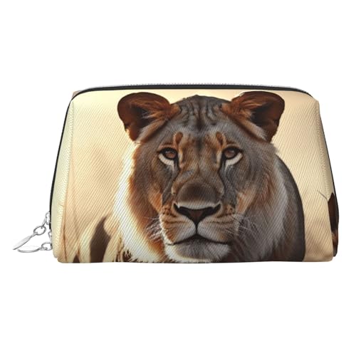 FZQVSLCM Reise-Make-up-Tasche, wasserdichte Make-up-Tasche für Geldbörse, Leder-Kulturbeutel für Damen, Kosmetiktasche, Organizer, weiblicher Löwe, Make-up-Tasche mit Reißverschluss, Make-up-Taschen von FZQVSLCM