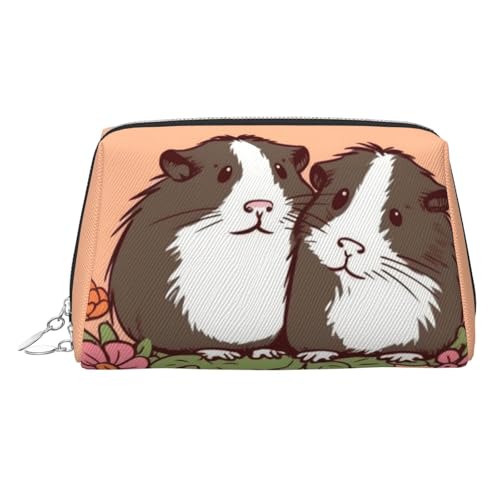 FZQVSLCM Reise-Make-up-Tasche, wasserdichte Make-up-Tasche für Geldbörse, Leder-Kulturbeutel für Damen, Kosmetiktasche, Organizer, zwei Meerschweinchen, Make-up-Tasche mit Reißverschluss von FZQVSLCM