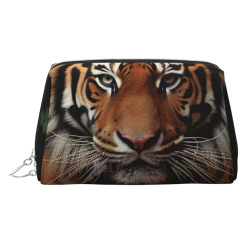 FZQVSLCM Reise-Make-up-Tasche, wasserdichte Make-up-Tasche für Geldbörse, Leder-Kulturbeutel für Damen, Kosmetiktasche, Organizer mit Tiger und Pfoten, Make-up-Tasche mit Reißverschluss von FZQVSLCM