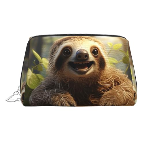 FZQVSLCM Reise-Make-up-Tasche, wasserdichte Make-up-Tasche für Geldbörse, Leder-Kulturtasche für Damen, Kosmetiktasche, Organizer, Cartoon-Faultier-Make-up-Tasche mit Reißverschluss, Make-up-Tasche von FZQVSLCM