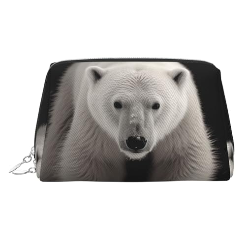 FZQVSLCM Reise-Make-up-Tasche, wasserdichte Make-up-Tasche für Geldbörse, Leder-Kulturtasche für Damen, Kosmetiktasche, Organizer, Eisbär-Make-up-Tasche mit Reißverschluss, Make-up-Taschen für Reisen von FZQVSLCM