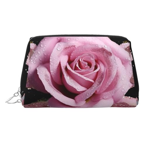 FZQVSLCM Reise-Make-up-Tasche, wasserdichte Make-up-Tasche für Geldbörse, Leder-Kulturtasche für Damen, Kosmetiktasche, Organizer, Glitzer-Rose, Make-up-Tasche mit Reißverschluss, Make-up-Taschen für von FZQVSLCM