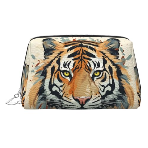 FZQVSLCM Reise-Make-up-Tasche, wasserdichte Make-up-Tasche für Geldbörse, Leder-Kulturtasche für Damen, Kosmetiktasche, Organizer, Jahr des Tigers, Make-up-Tasche mit Reißverschluss, Make-up-Tasche von FZQVSLCM