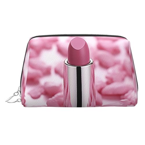 FZQVSLCM Reise-Make-up-Tasche, wasserdichte Make-up-Tasche für Geldbörse, Leder-Kulturtasche für Damen, Kosmetiktasche, Organizer, Lippenstift-Muster, Make-up-Tasche mit Reißverschluss, Make-up-Tasche von FZQVSLCM