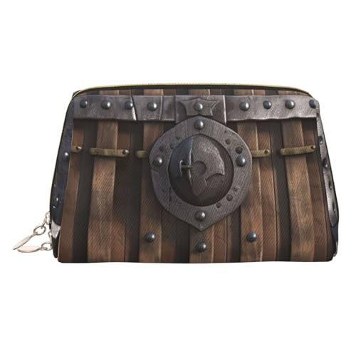 FZQVSLCM Reise-Make-up-Tasche, wasserdichte Make-up-Tasche für Geldbörse, Leder-Kulturtasche für Damen, Kosmetiktasche, Organizer, Schloss, Wand, Metalltor, Make-up-Tasche mit Reißverschluss von FZQVSLCM