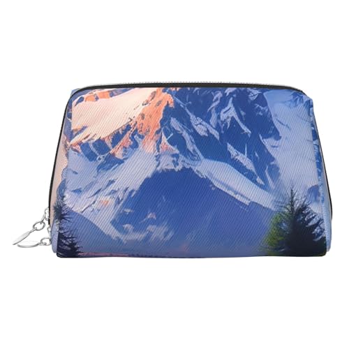 FZQVSLCM Reise-Make-up-Tasche, wasserdichte Make-up-Tasche für Geldbörse, Leder-Kulturtasche für Damen, Kosmetiktasche, Organizer, Schneeberge, Make-up-Tasche mit Reißverschluss, Make-up-Taschen für von FZQVSLCM