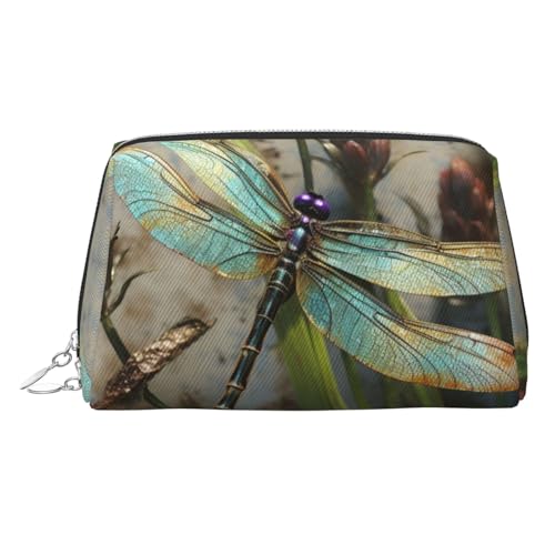 FZQVSLCM Reise-Make-up-Tasche, wasserdichte Make-up-Tasche für Geldbörse, Leder-Kulturtasche für Damen, Kosmetiktasche, Organizer, Tanzen, Libellen, Make-up-Tasche mit Reißverschluss, Make-up-Tasche von FZQVSLCM