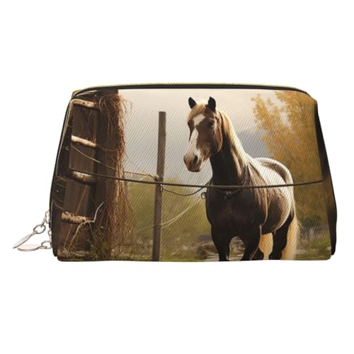 FZQVSLCM Reise-Make-up-Tasche, wasserdichte Make-up-Tasche für Geldbörse, Leder-Kulturtasche für Damen, Kosmetiktasche, Organizer, Zaun und Pferd, Make-up-Tasche mit Reißverschluss, Make-up-Taschen FZQVSLCM Reise-Make-up-Tasche, wasserdichte Make-up-Tasche für Geldbörse, Leder-Kulturtasche für Damen, Kosmetiktasche, Organizer, Zaun und Pferd, Make-up-Tasche mit Reißverschluss, Make-up-Taschen von FZQVSLCM