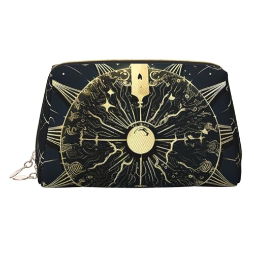 FZQVSLCM Reise-Make-up-Tasche, wasserdichte Make-up-Tasche für Geldbörse, Leder-Kulturtasche für Damen, Kosmetiktasche, Organizer, astrologisches Muster, Make-up-Tasche mit Reißverschluss von FZQVSLCM
