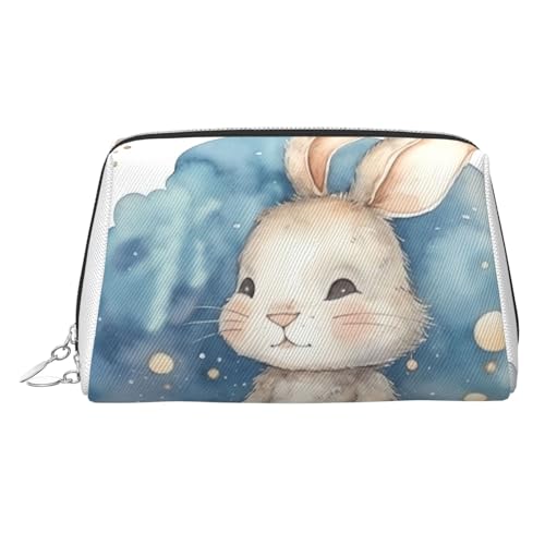 FZQVSLCM Reise-Make-up-Tasche, wasserdichte Make-up-Tasche für Geldbörse, Leder-Kulturtasche für Damen, Kosmetiktasche, Organizer, bemalte Kaninchen-Make-up-Tasche mit Reißverschluss, Make-up-Tasche von FZQVSLCM