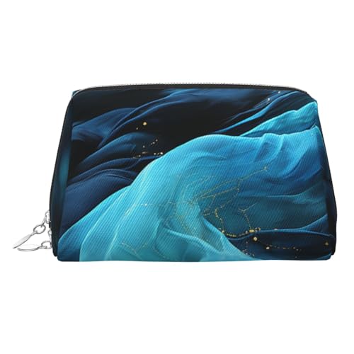 FZQVSLCM Reise-Make-up-Tasche, wasserdichte Make-up-Tasche für Geldbörse, Leder-Kulturtasche für Damen, Kosmetiktasche, Organizer, blauer Stoff, Make-up-Tasche mit Reißverschluss, Make-up-Taschen für von FZQVSLCM