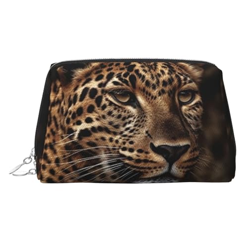 FZQVSLCM Reise-Make-up-Tasche, wasserdichte Make-up-Tasche für Geldbörse, Leder-Kulturtasche für Damen, Kosmetiktasche, Organizer, braunes Leopardenbild, Make-up-Tasche mit Reißverschluss von FZQVSLCM
