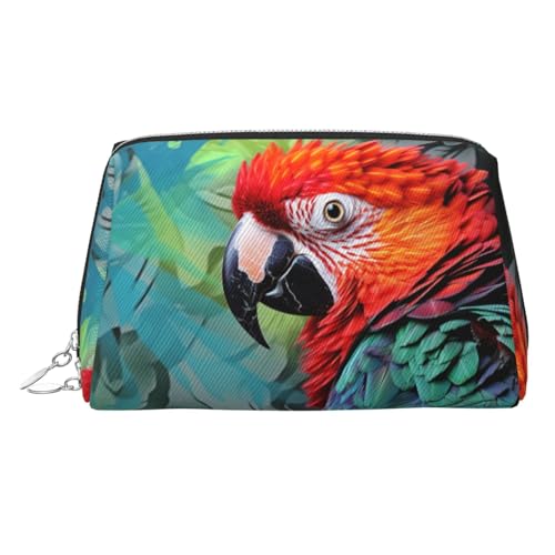 FZQVSLCM Reise-Make-up-Tasche, wasserdichte Make-up-Tasche für Geldbörse, Leder-Kulturtasche für Damen, Kosmetiktasche, Organizer, bunte Papageien-Make-up-Tasche mit Reißverschluss, Make-up-Tasche für von FZQVSLCM