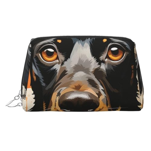 FZQVSLCM Reise-Make-up-Tasche, wasserdichte Make-up-Tasche für Geldbörse, Leder-Kulturtasche für Damen, Kosmetiktasche, Organizer, bunte Punkte und Hunde-Make-up-Tasche mit Reißverschluss von FZQVSLCM