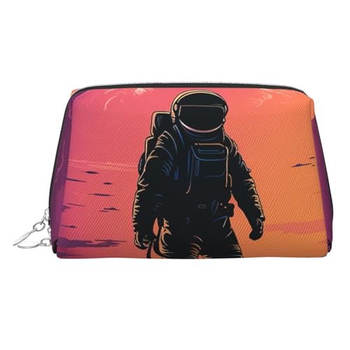 FZQVSLCM Reise-Make-up-Tasche, wasserdichte Make-up-Tasche für Geldbörse, Leder-Kulturtasche für Damen, Kosmetiktasche, Organizer, coole Astronauten-Make-up-Tasche mit Reißverschluss, Make-up-Taschen von FZQVSLCM