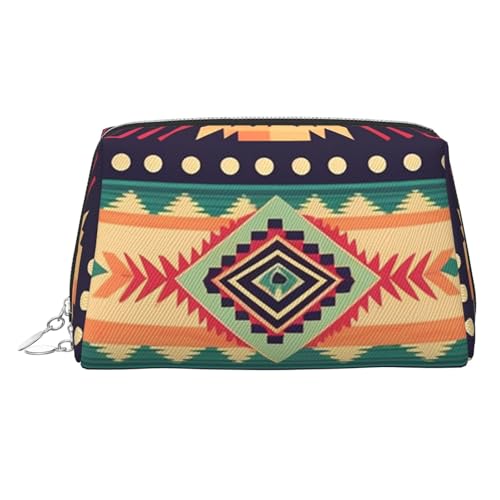 FZQVSLCM Reise-Make-up-Tasche, wasserdichte Make-up-Tasche für Geldbörse, Leder-Kulturtasche für Damen, Kosmetiktasche, Organizer, südwestlicher Stil, Make-up-Tasche mit Reißverschluss, Make-up-Tasche von FZQVSLCM